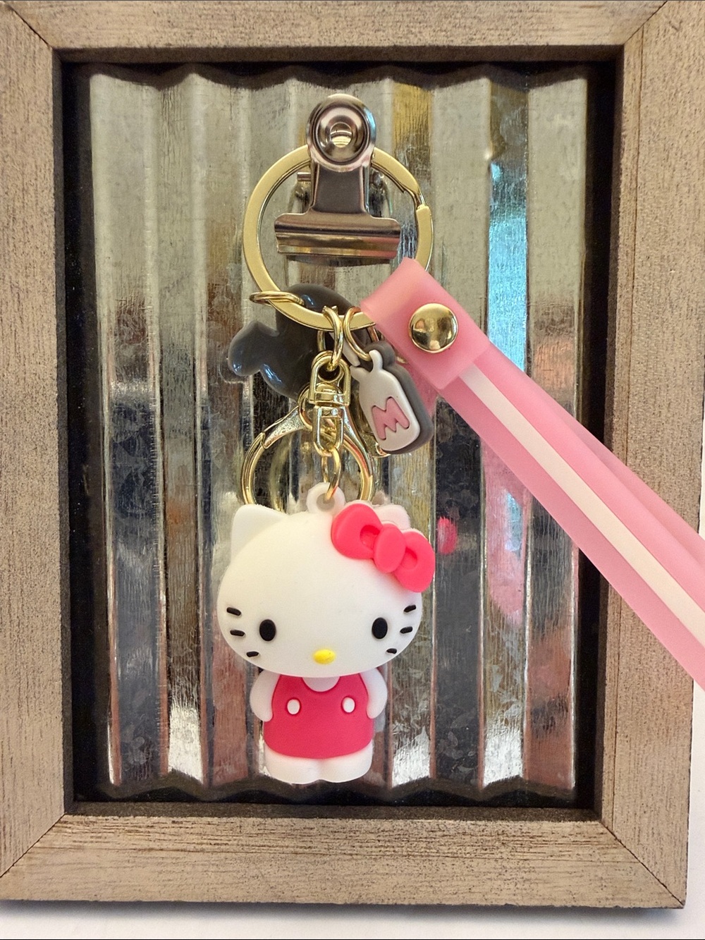 Hello Kitty Pink and White Silicone Bag Charm with Pink Strap